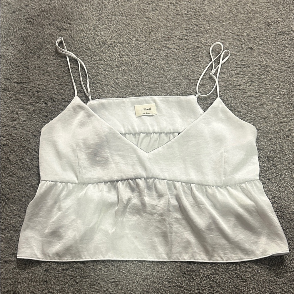 Aritzia Wilfred Lover Satin White Cami, Spaghetti Strap